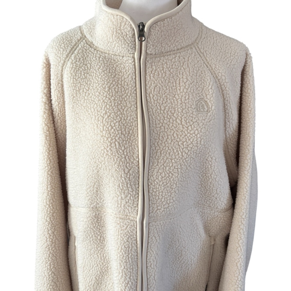Serra Designs Sherpa Fleece Jacket Cream Full Zip Cozy Outdoor Minimalist